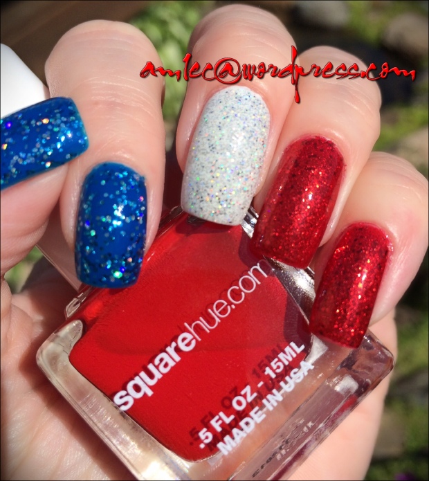 Square Hue - Fifth Ave - Copacabana- Julep- Joelle- China Glaze- Ring in the Red- Finger Paints- Inkblot Blue