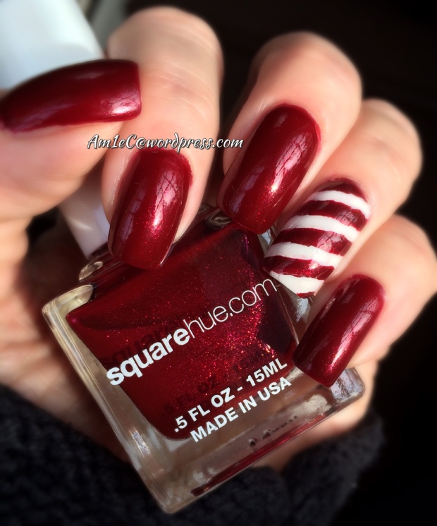Square Hue; Candy Cane accent nail